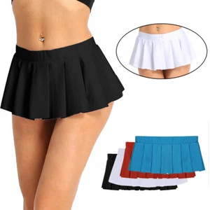 iEFiEL Women School Girl Pleated Mini Skirt Sexy Low Rise Ruffle A-Line Skirts - Picture 1 of 32