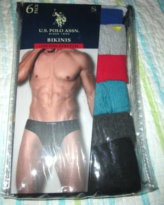 6PK-U.S. POLO ASSN. MEN'S COTTON STRETCH BIKINI UNDERWEAR-SZ S (28-30)-NWT - Picture 1 of 7