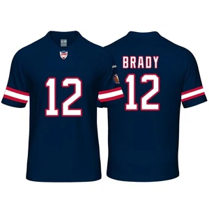 Custom Mens/Youth Football Stitched T-Shirt for Sports Fan Navy No Brand/Logos - Picture 1 of 7