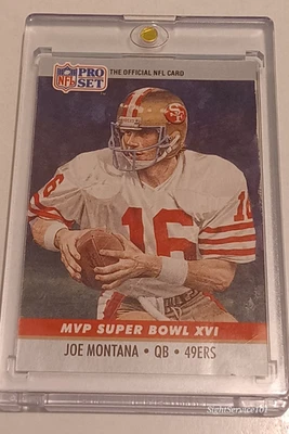 Tarjeta de fútbol americano 1990 Pro Set Super Bowl Jugador Más Valioso #16 Joe Montana San Francisco 49ers Foto 1 de 3