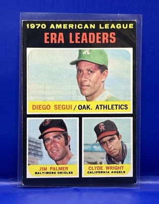 1971 Topps #67 Jim Palmer Diego Segui Clyde Wright Baltimore Orioles Athletics - Image 1 of 2