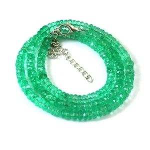 20 Inch Emerald Necklace Natural Beryl Beads 4 5mm Round Faceted Handmade - Picture 1 of 2
