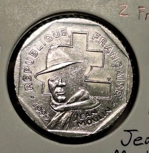 1993 France 2 Francs Jean Moulin Commemorative Edition Coin, Nicer Circulated! - Picture 1 of 17