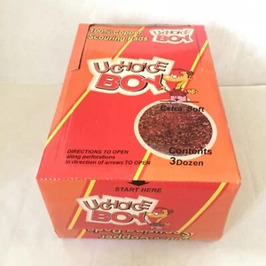 3 Dozen U-Choice Boy 100% Copper Light-Medium Duty Scour Dishwash Scrub Pads - Picture 1 of 3