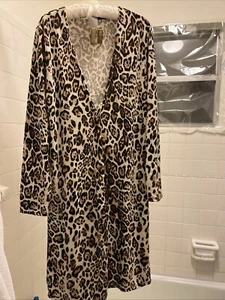 GeeGee Cardigan Women’s Leopard Cheetah Open Front Long Duster NWT - Picture 1 of 4