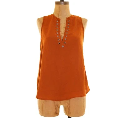 Camiseta sin mangas Chloe & Katie Nordstrom Jrs S detalle de ojal naranja informal NUEVA B78 Foto 1 de 3