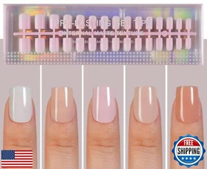 Plauva XS Short Square Press On Unghie, 5 Colori Gel Morbido Pre-Durante Unghie Ti - Foto 1 di 5