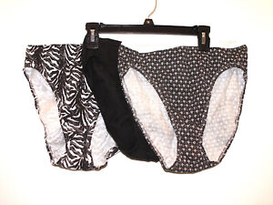 Hanes Women's Panties 3 Pair, Size 7, Tagless, 100% Cotton, New OOP, Black & Wht