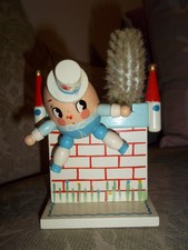 Vintage Toy Humpty Dumpty Child Brush Comb Holder Wood IRMI Mid Century Worn Box