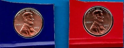 2015 P and D Lincoln Shield 2 Coin US Mint Set 1c Blister Pack Two 1c Cent Penny - Image 1 of 2