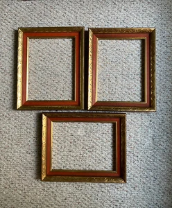 3er Set Vintage 70er Jahre Holz Bilderrahmen; passend für 9 x 12; Orange und Gold - Bild 1 von 19