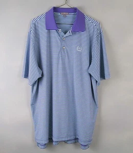 Camisa Peter Millar Summer Comfort Para Hombres L Púrpura Azul Rayas Golf Polo Logo PPC - Imagen 1 de 7
