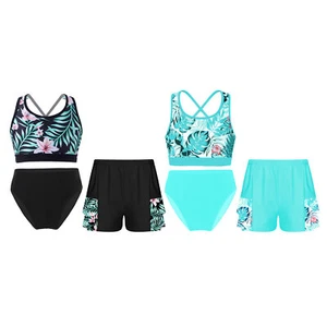 Kids Girl Outfits Beach Swimwear Vacation Swimsuit Athletic Briefs Holiday - Picture 1 of 26