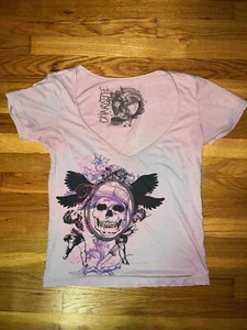 Charlotte_Skull_Women's_V-Neck_T-Shirt_Size M_C00L_cHECK iT_ - Picture 1 of 11