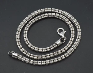 4mm Rhodium Diamond-Cut Ice Link Chain Sterling Silver 925 Italy All Sizes - Picture 1 of 4