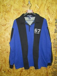 Vintage Polo Sport Ralph Lauren 67 Rugby Striped Shirt Colorblock XL #5183 - Picture 1 of 8