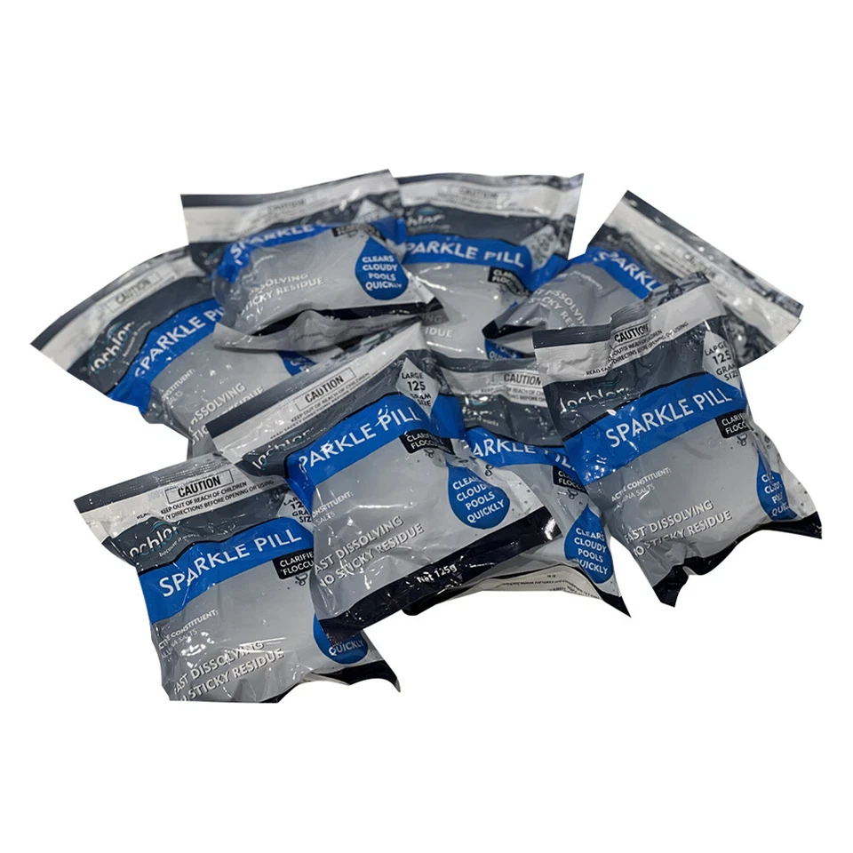 Pool Water Clarifier Lo Chlor Sparkle Pill Tablet 125g x 8 Pack - Bild 1 von 4