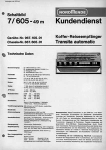 Service Manual-Anleitung für Nordmende Transita Automatic 7.605, 49 M - Imagen 1 de 1