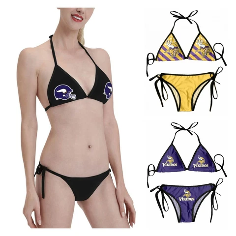 Minnesota Vikings Women's Bikini Beach Swimsuit Underwear Panty Set Cover