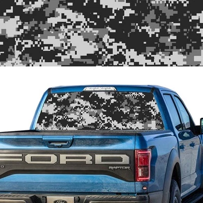 CAMUFLAJE DIGITAL URBANO NEGRO Ventana Trasera Gráfico Calcomanía PICK-UP TRUCK Foto 1 de 4