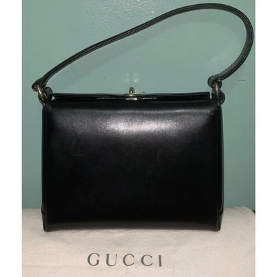 Gucci Vintage Genuine Leather Black One Shoulder Bag W/Dust Bag - Image 1 of 4