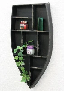 Setzkasten Boot Holz Sammlervitrine Schwarz 12111 Loft 58 cm Shabby Landhaus - Bild 1 von 7