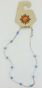 NWT SO COOL Silvertoned With Colored Blue Bead Necklace 5" Diameter Nickle Free - Picture 1 of 4