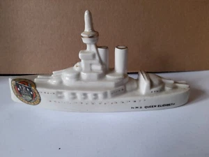 Savoy Crested Ware 1. Weltkrieg Schlachtschiff H M S Queen Mary. Goss Ware. - Bild 1 von 4