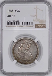 1858 Seated Liberty Silver Half Dollar 50C - NGC AU50 - - Picture 1 of 2