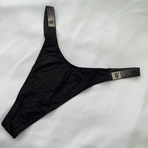 Victoria's Secret Very Sexy Black VS Shine Strap Thong Panties - Size S - BNWT - Picture 1 of 3