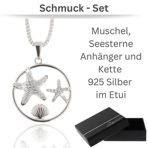 Seesterne, Muschel Anhänger Ø 2cm & Kette, 925/-Silber mit Etui - Schmuckset - Bild 1 von 5