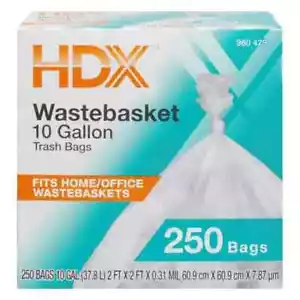250Ct 10 Gallon Waste Liner Clear Rubbish Bags Trash Garbage Office Home Kitchen - Picture 1 of 9