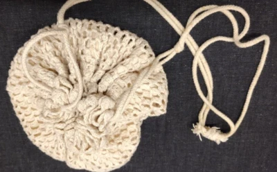 1970s COTTON CROCHET POUCH BAG Prairie Little House On the LAURA INGALLS - Image 1 of 4