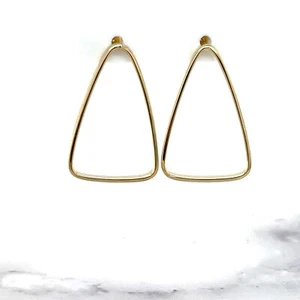 Pendiente de triángulo abierto grande de oro amarillo de 14 K de 28x18 mm - Imagen 1 de 10