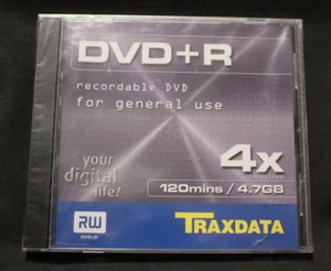 Traxdata Printable DVD+R 4x Discs 4.7 GB 120 mins Blank DVD unopened pack - Afbeelding 1 van 3