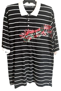 Sean John Poloshirt Herren XXL schwarz-weiß gestreift Stärke & Ehre Grafik - Bild 1 von 5