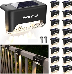 JACKYLED 16 Pack, Step Lights Waterproof LED Solar Power Outdoor Fence Light for - Picture 1 of 12