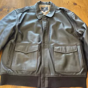 Cockpit USA Blue Eagle Dark Brown Leather Bomber Flight Jacket XL - Picture 1 of 16