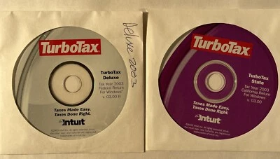  2003 Intuit TurboTax Deluxe Federal and State of California CDs - Image 1 of 4