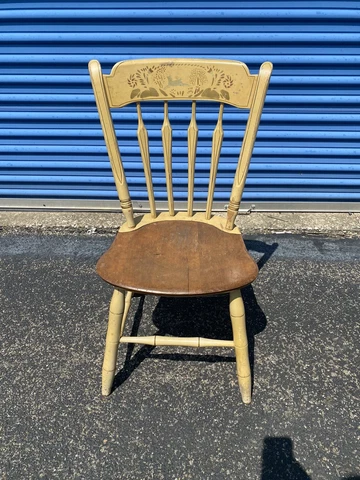 Ethan Allen Vintage Heirloom Maple Nutmeg Yellow Hitchcock Decorated Chair Cover