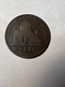 BELGIUM 2 CENTIMES 1835 LEOPOLD II,L'UNION FAIT LA FORCE,CROWNED MONO - Picture 1 of 2