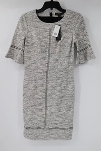 NWT Banana Republic Dress Womens 0 Textured Sheath Bell Flounce Sleeve back zip - Picture 1 of 14