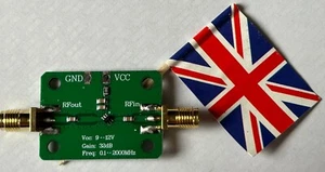 UK 0,1-2000 MHz RF geräuscharm Verstärker DC 6-12V LNA RF Breitband Verstärker - Bild 1 von 3