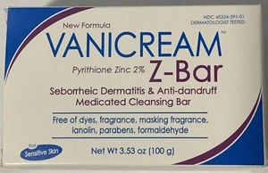 Vanicream Z-Bar Medicated Anti Dandruff Cleansing Bar 3.53 oz . Expired 07/2023.