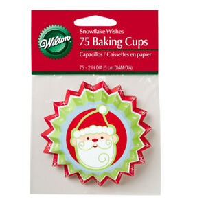 75 x Wilton Snowflake Wishes Medium Paper Baking Cupcake Muffin Cases 5cm Diam.