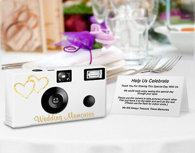 10 Gold Hearts Single Use Disposable Cameras, Wedding Cameras (F50349) • 143.90$