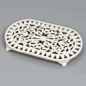 VICTOR ROBERT WELCH CAST IRON TRIVET PAN POT STAND DOUBLE ~ CREAM ~ VCW315ST