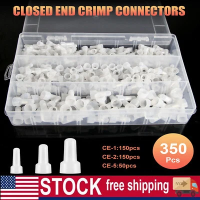 尼龙封闭端盖压接帽铜芯连接器 350 件 22-10AWG 端子 — 第 1/4 张图片