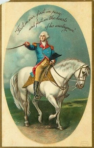 Antike George Washington Reitpferd geprägte Postkarte Patriotisch Deutschland - Bild 1 von 2