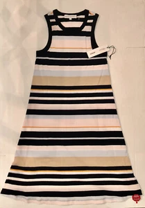 Vestido Blanco + Warren Baja Rayas Sin Mangas Nuevo con Etiquetas - Imagen 1 de 5